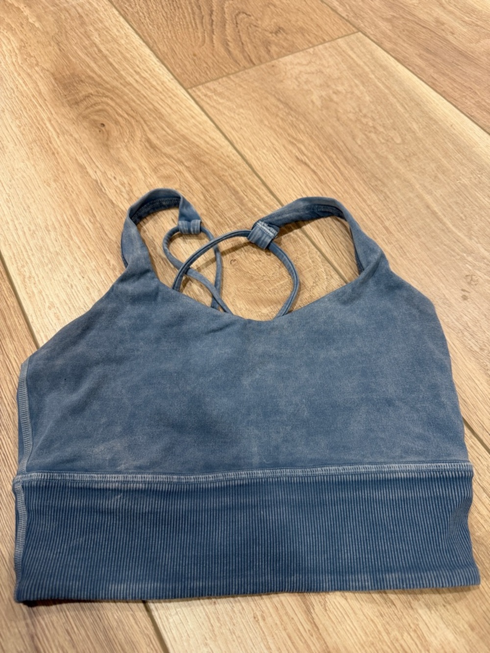 lululemon indigo blue double-strap ribbed-band sports bra